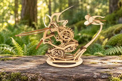 Maquette en bois - Le colibri et la fleur