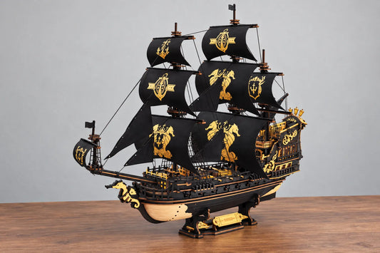 Maquette en bois - Le grand galion pirate noir