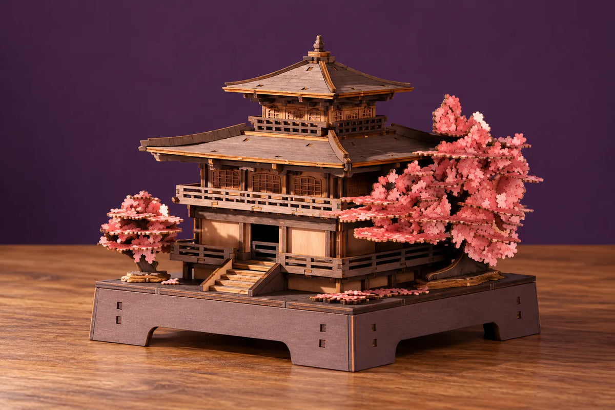 Maquette en bois - Le pavillon japonais aux cerisiers