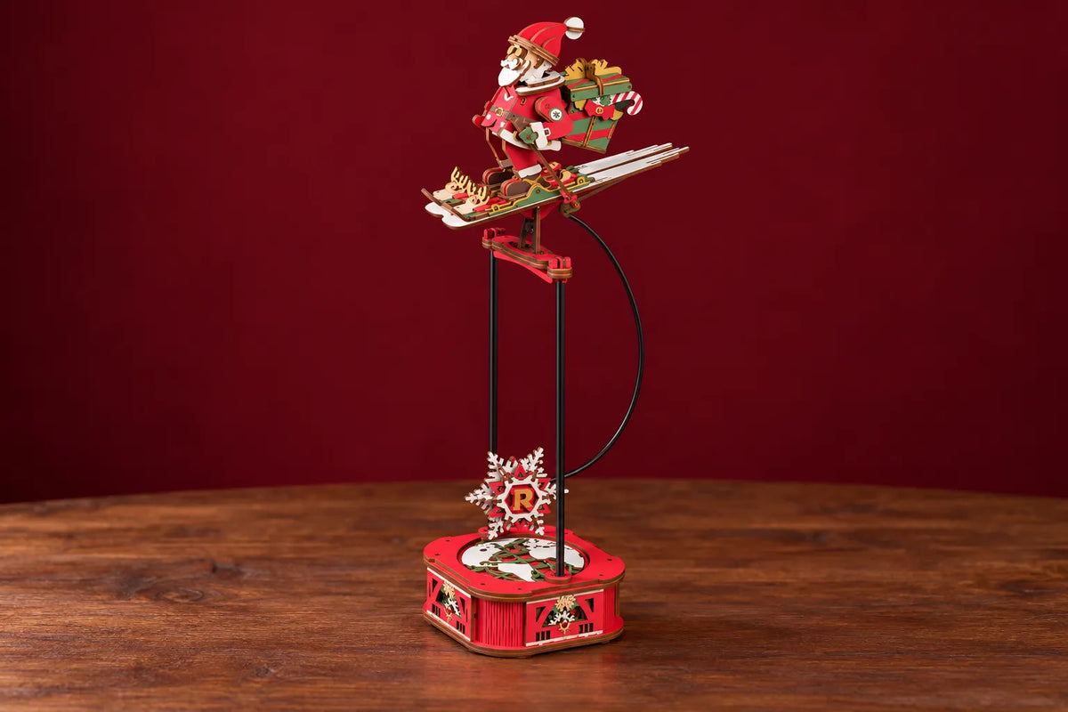 Maquette en bois - Le Père Noël à skis à balancier