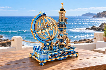 Maquette en bois - Le phare et le globe