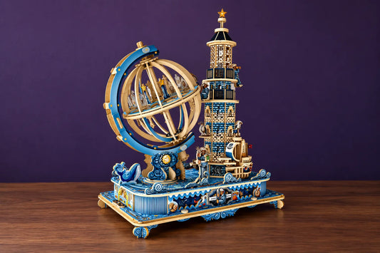 Maquette en bois - Le phare et le globe