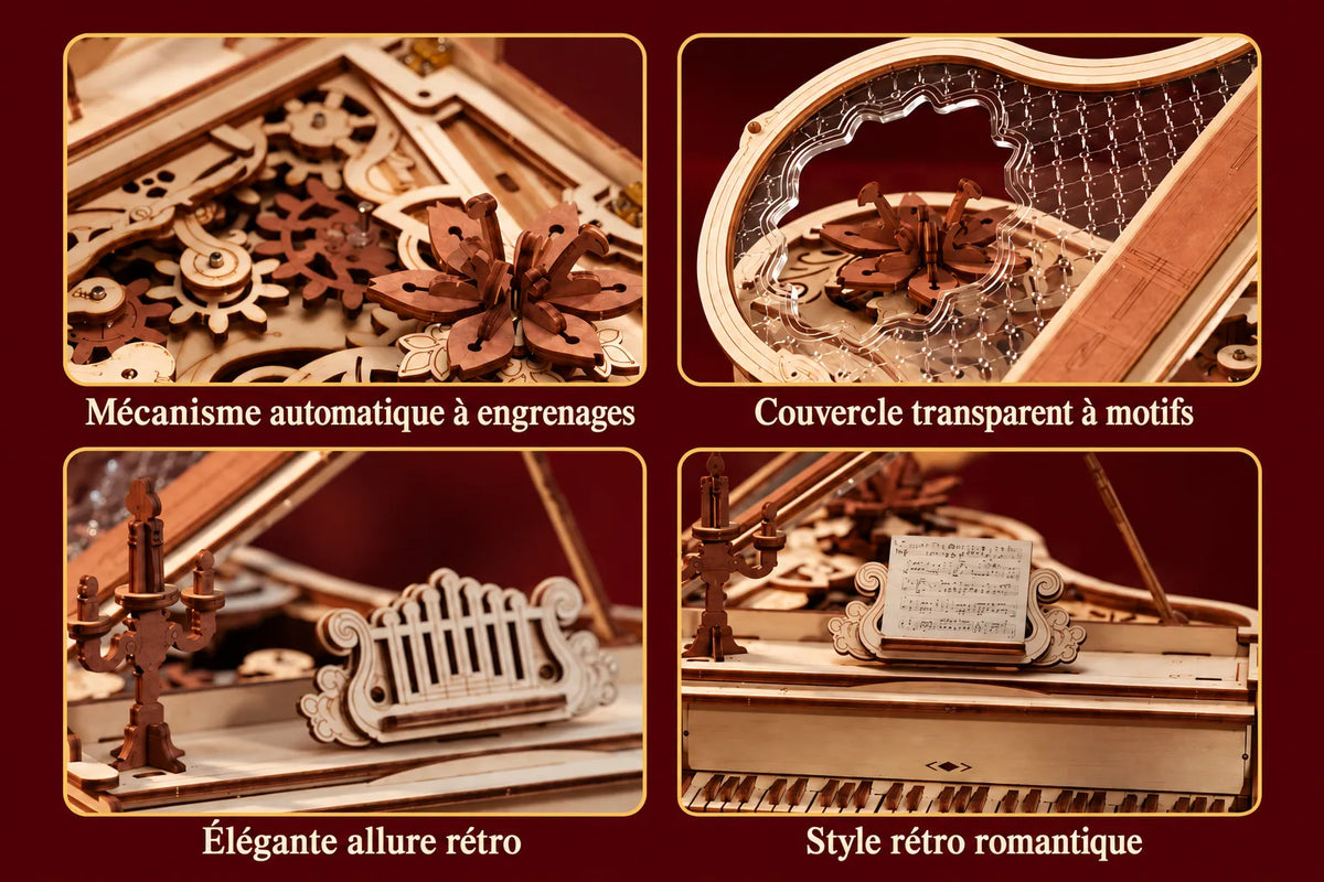 Maquette en bois - Le piano à queue blanc