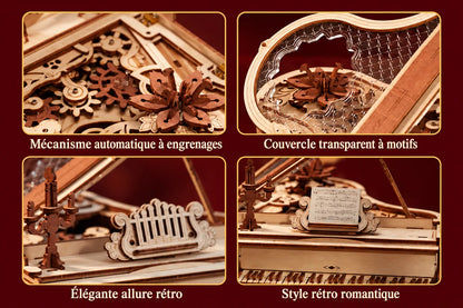 Maquette en bois - Le piano à queue blanc