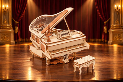 Maquette en bois - Le piano à queue blanc