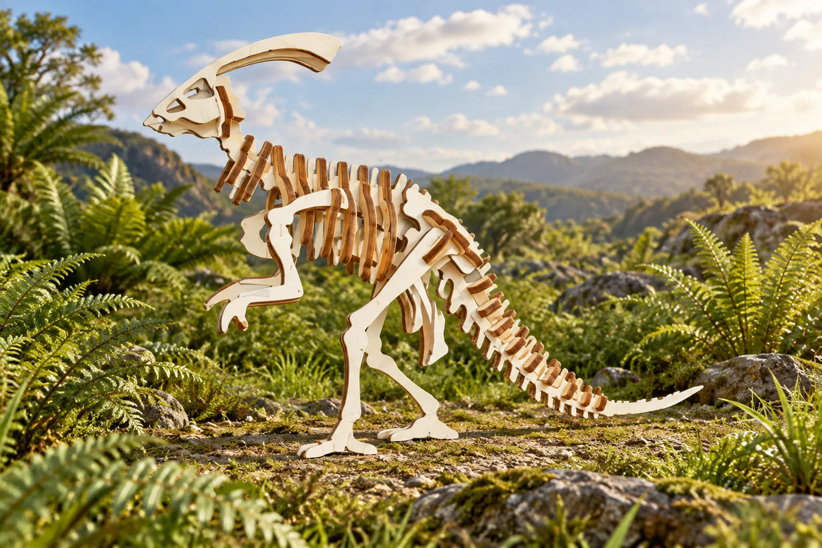 Maquette en bois - Le squelette de parasaurolophus