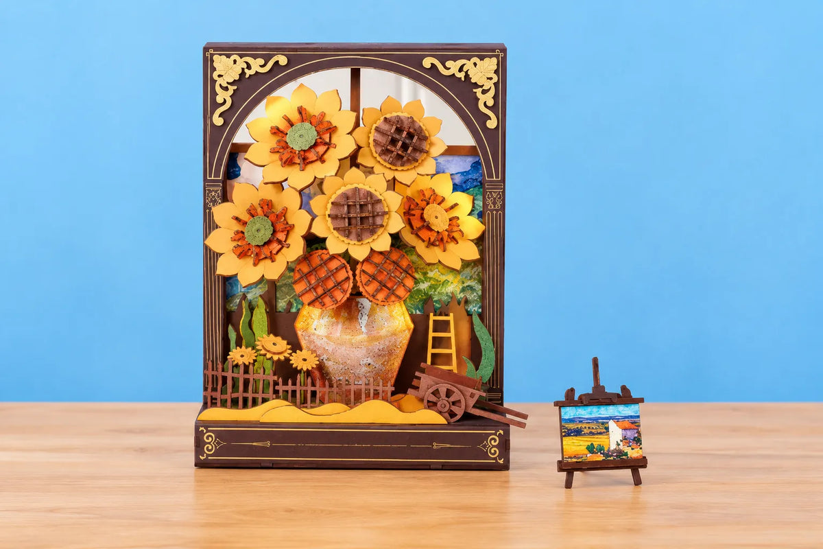 Maquette en bois - Le tableau aux tournesols dorés