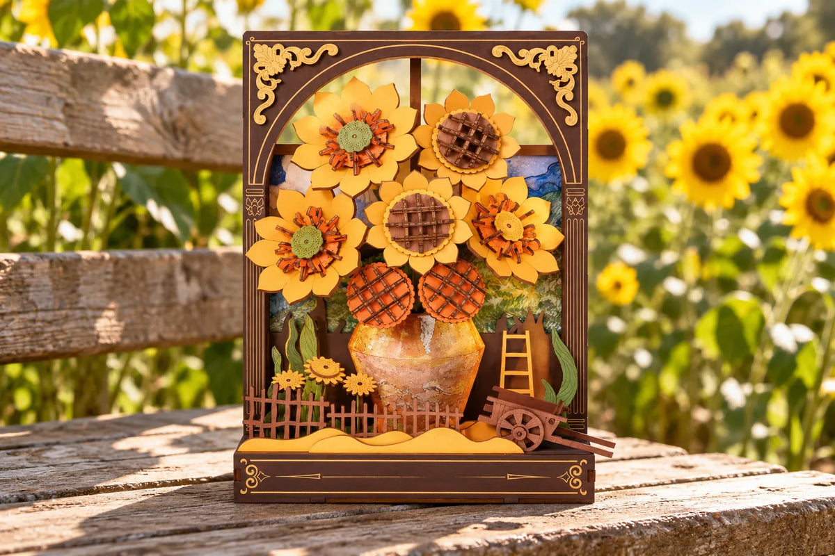 Maquette en bois - Le tableau aux tournesols dorés