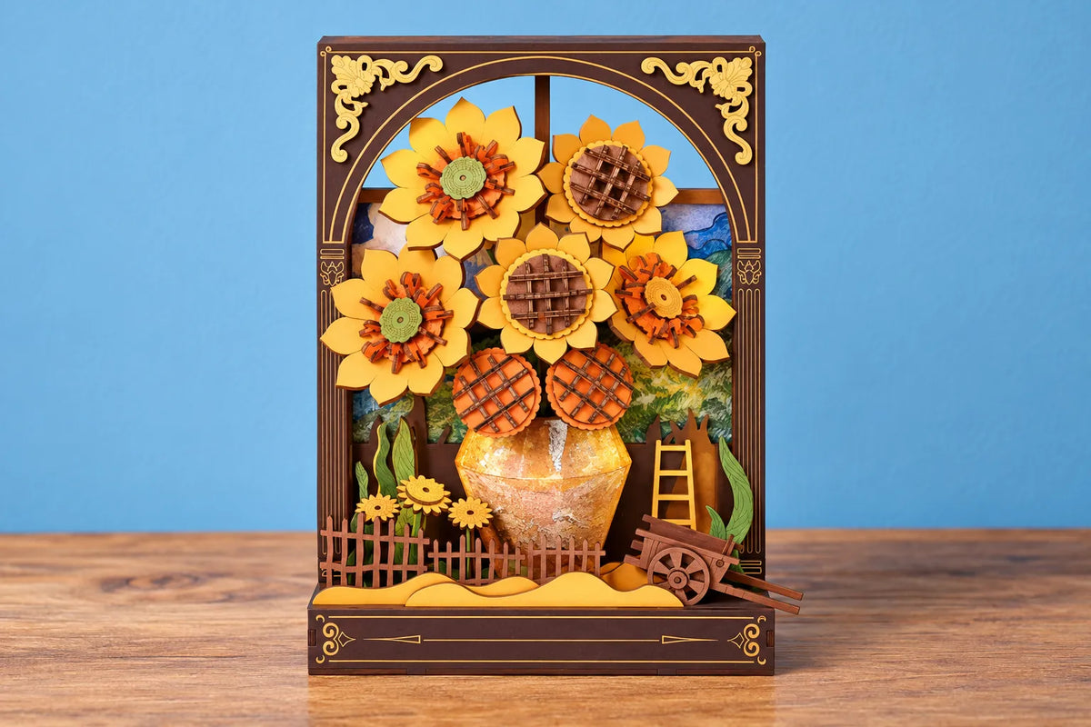 Maquette en bois - Le tableau aux tournesols dorés