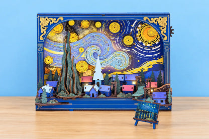 Maquette en bois - Le tableau lumineux La Nuit étoilée