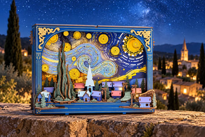 Maquette en bois - Le tableau lumineux La Nuit étoilée
