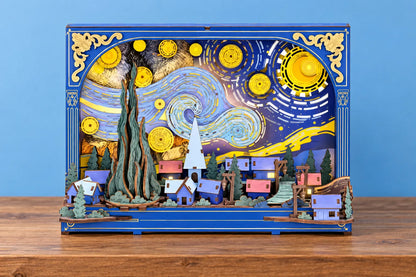 Maquette en bois - Le tableau lumineux La Nuit étoilée
