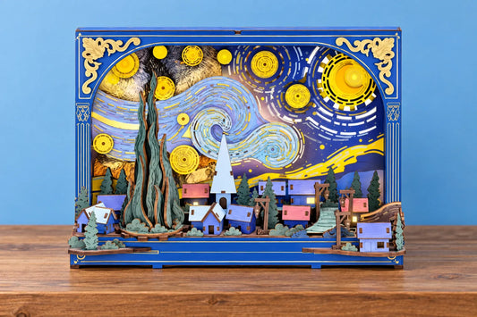 Maquette en bois - Le tableau lumineux La Nuit étoilée
