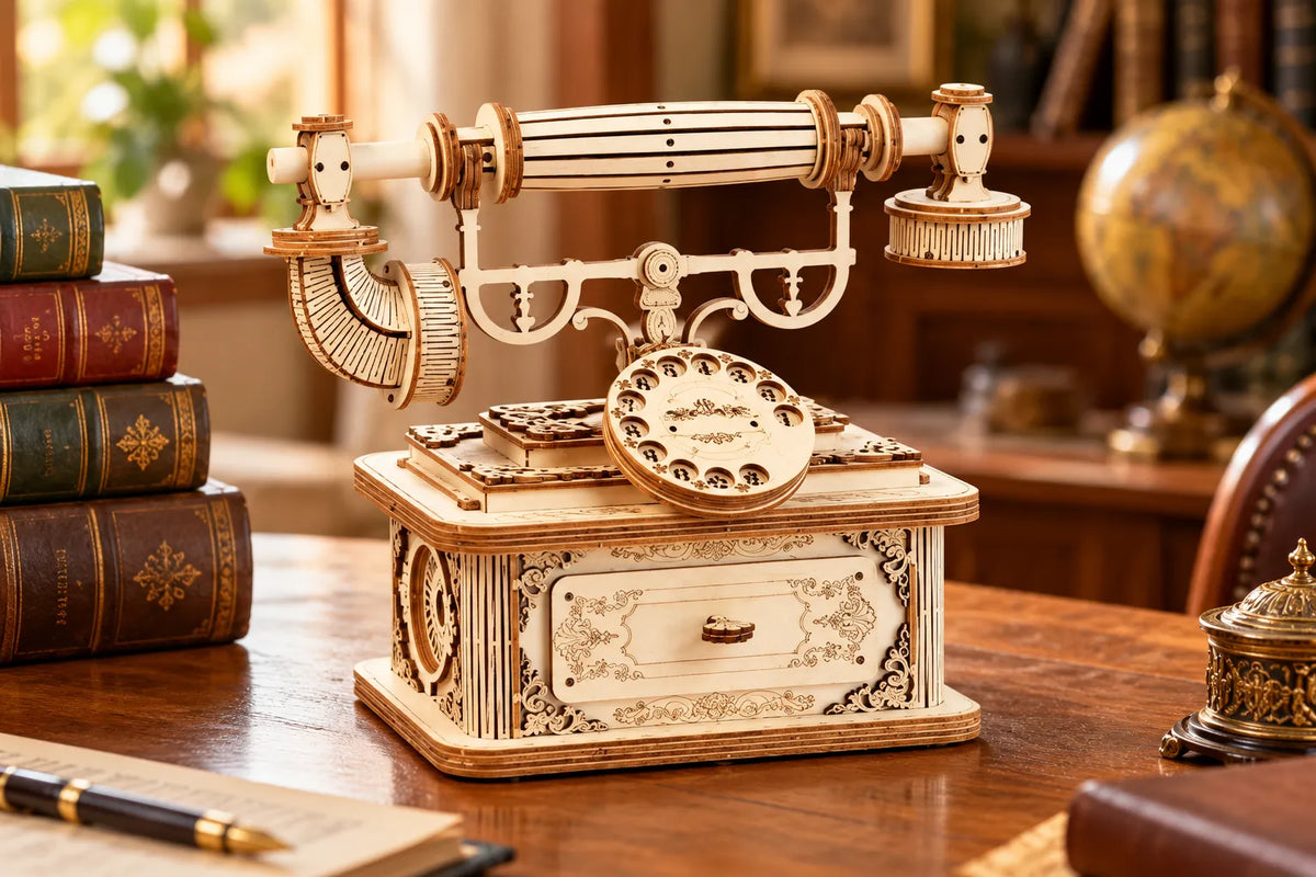 Maquette en bois - Le téléphone vintage à tiroir