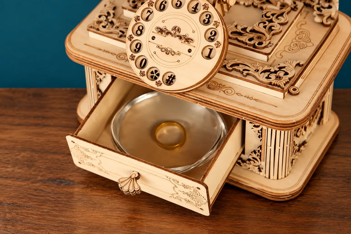 Maquette en bois - Le téléphone vintage à tiroir