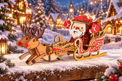 Maquette en bois - Le traîneau du Père Noël