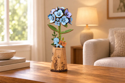 Maquette en bois - L'hortensia bleu