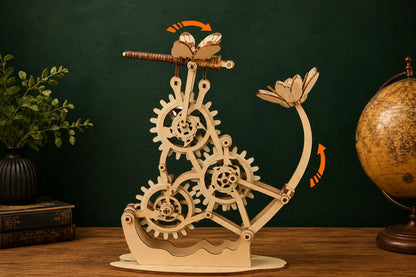 Maquette en bois - Libellule et fleur