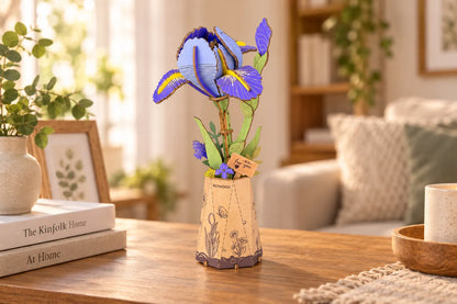 Maquette en bois - L'iris bleu-violet