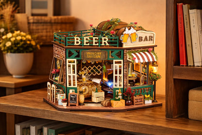 Maquette en bois - Maison à thème, bar à bière