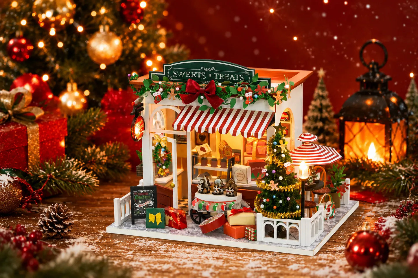 Maquette en bois - Maison à thème, boulangerie de Noël