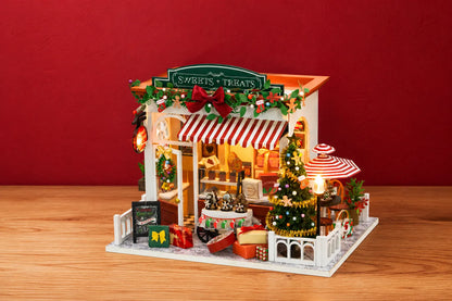 Maquette en bois - Maison à thème, boulangerie de Noël