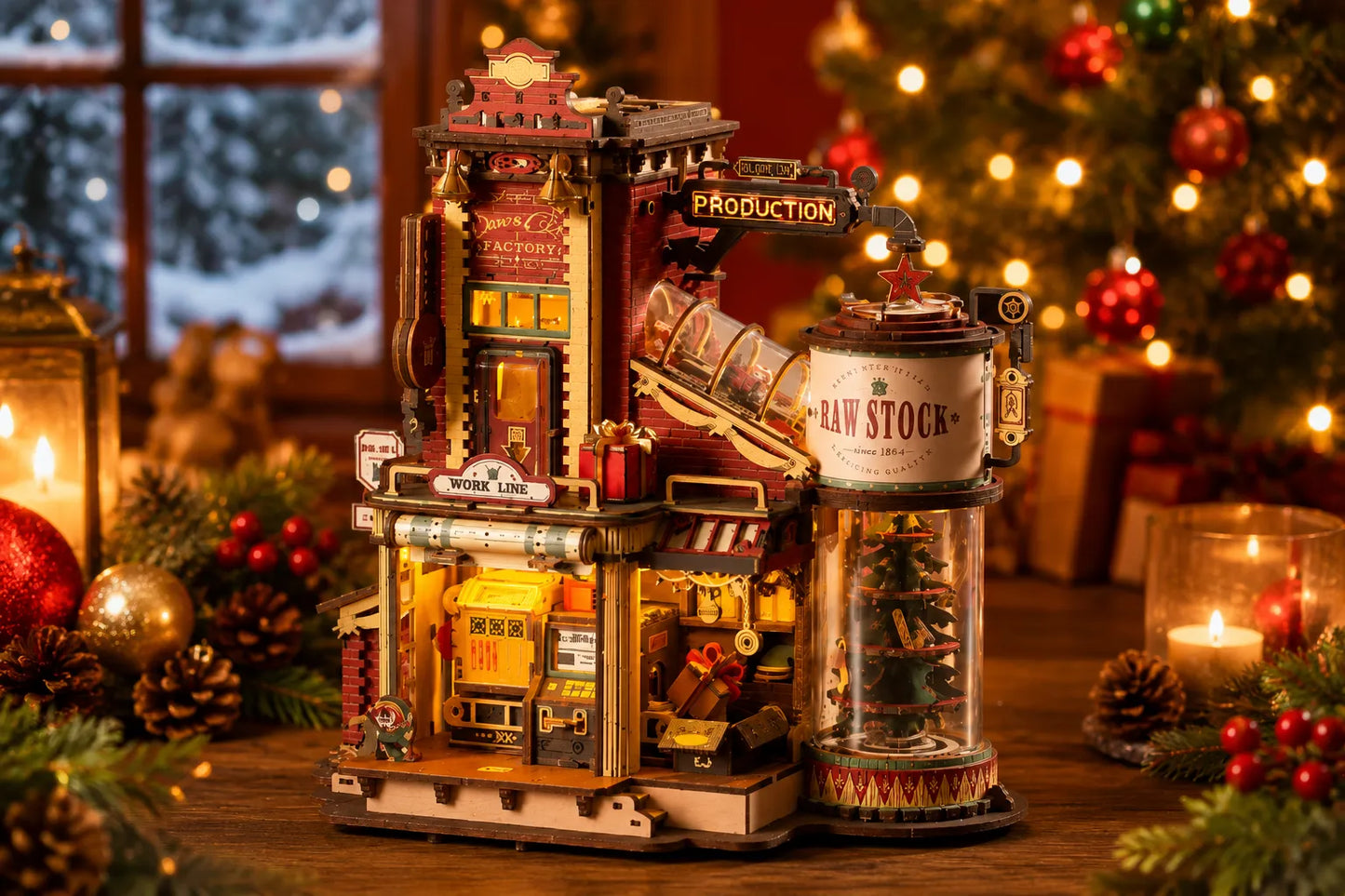 Maquette en bois - Maison à thème, boutique de cadeau de Noël