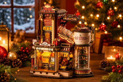 Maquette en bois - Maison à thème, boutique de cadeau de Noël