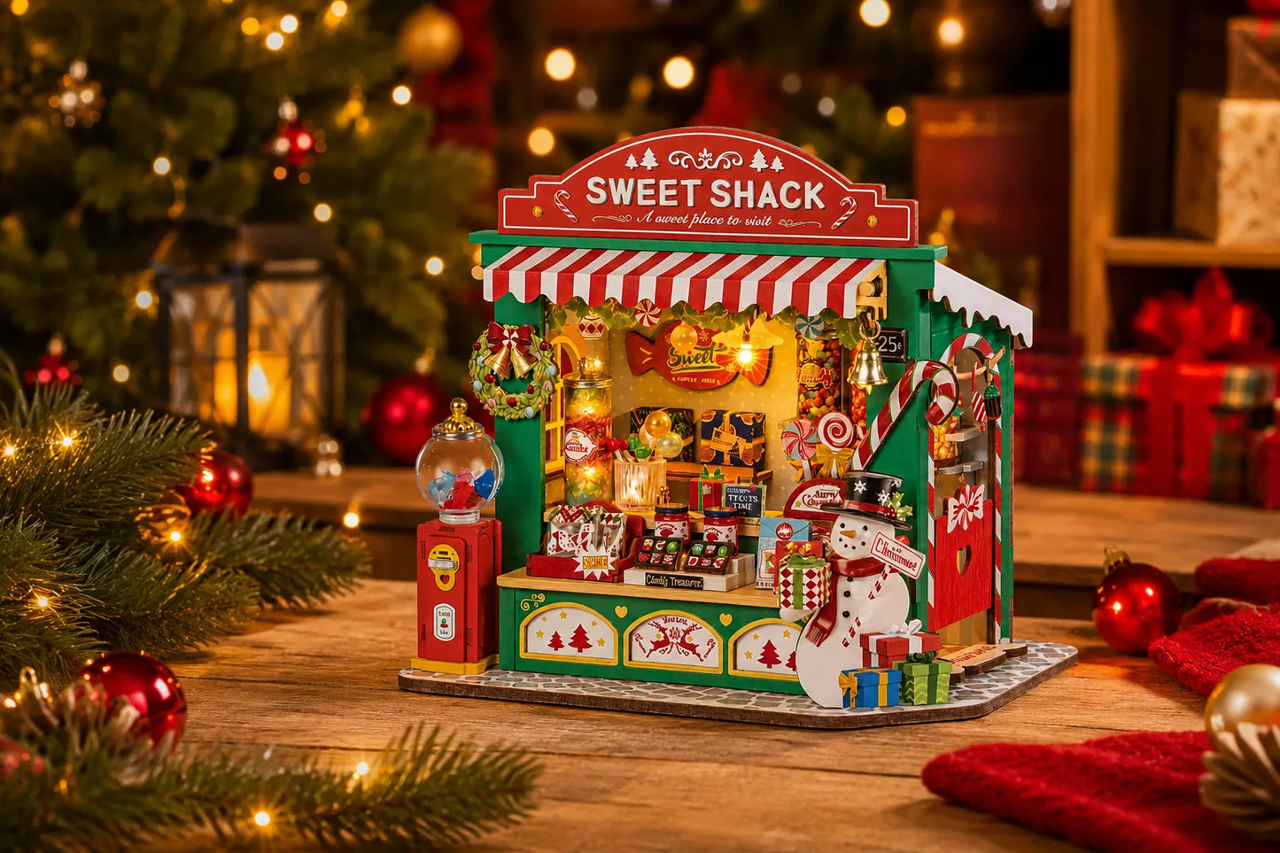 Maquette en bois - Maison à thème, boutique sucrerie de Noël