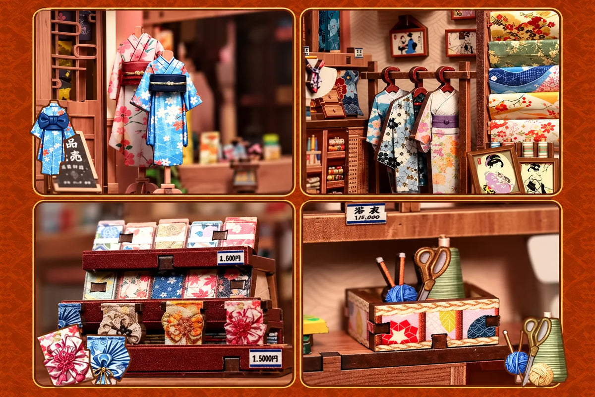 Maquette en bois - Maison à thème, la boutique de kimonos