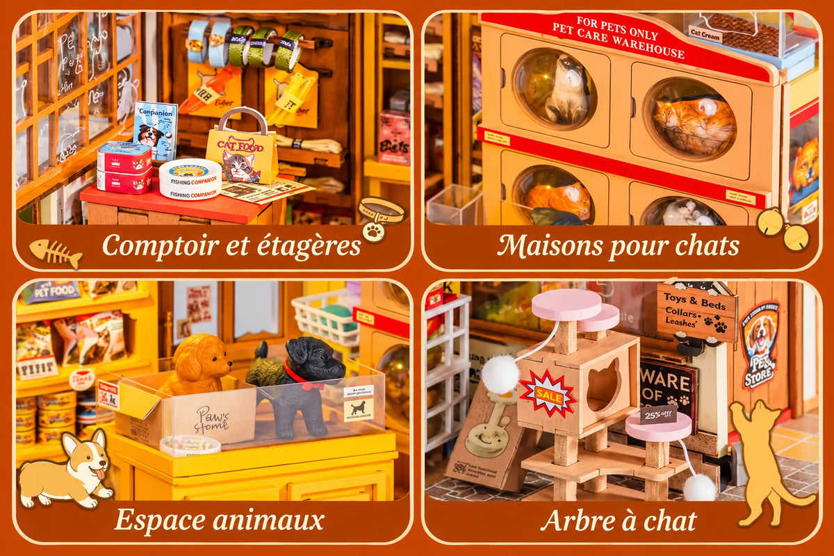 Maquette en bois - Maison à thème, la boutique des animaux