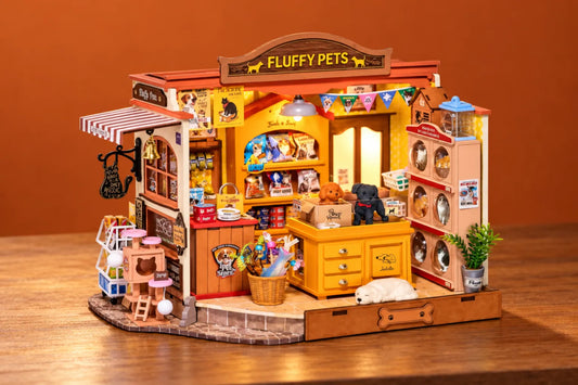 Maquette en bois - Maison à thème, la boutique des animaux