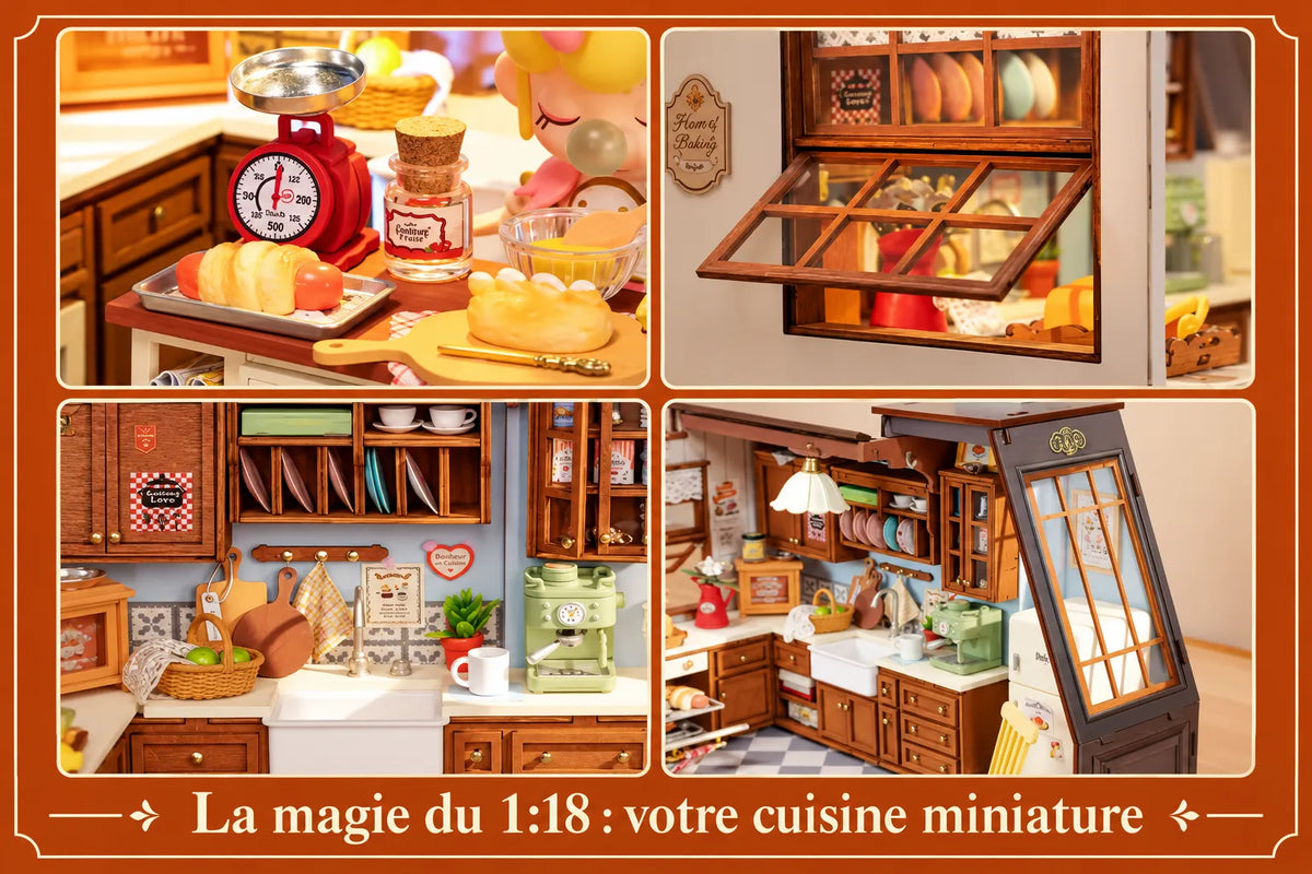 Maquette en bois - Maison à thème, la cuisine rétro