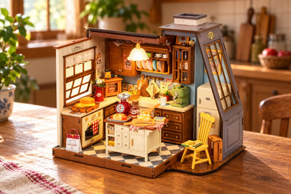 Maquette en bois - Maison à thème, la cuisine rétro