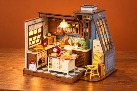 Maquette en bois - Maison à thème, la cuisine rétro