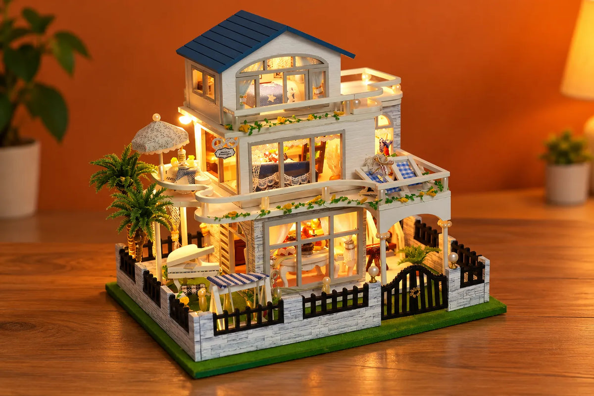 Maquette en bois - Maison à thème, la villa avec piscine