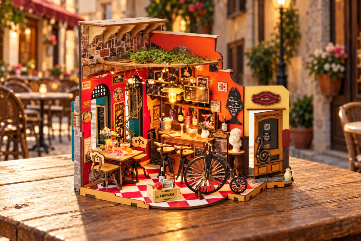 Maquette en bois - Maison à thème, le bar rétro