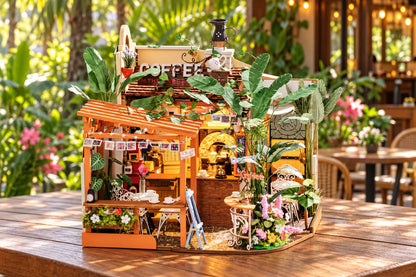 Maquette en bois - Maison à thème, le café dans le jardin