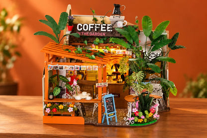Maquette en bois - Maison à thème, le café dans le jardin