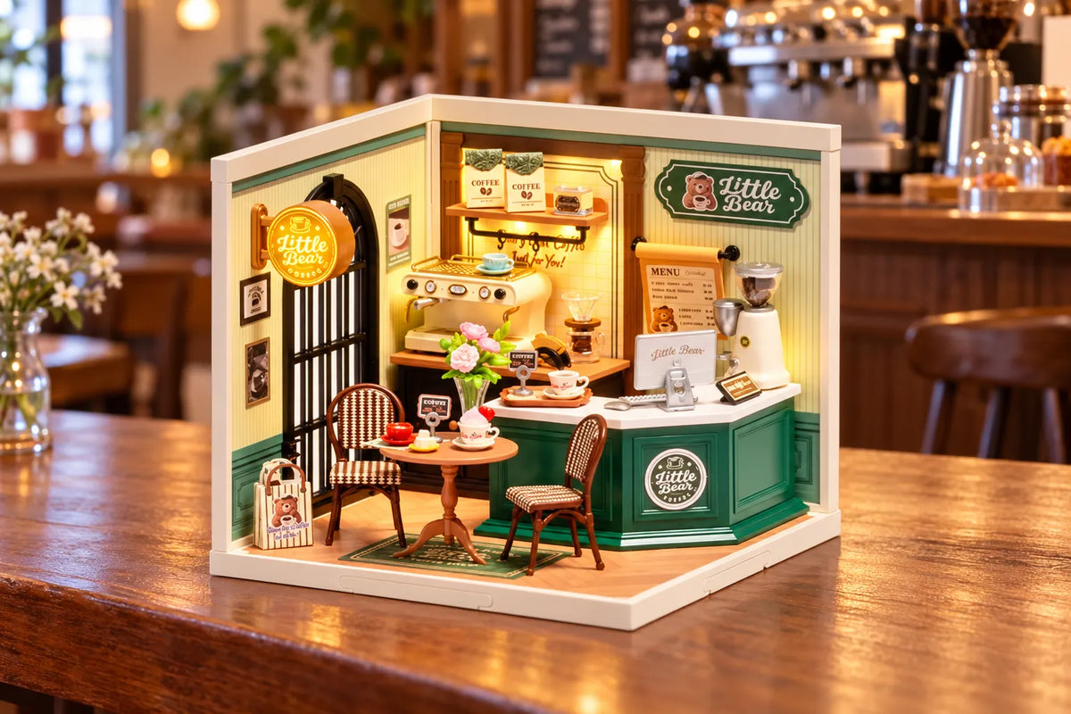 Maquette en bois - Maison à thème, le café romantique