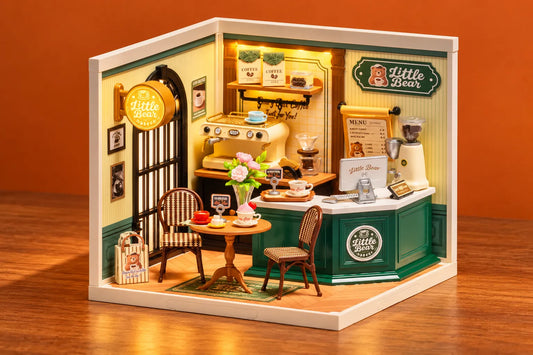 Maquette en bois - Maison à thème, le café romantique