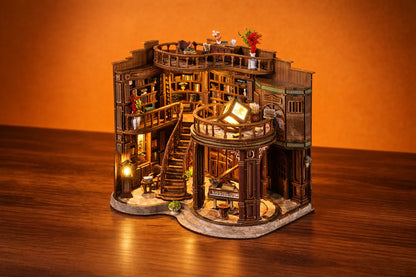 Maquette en bois - Maison à thème, librairie