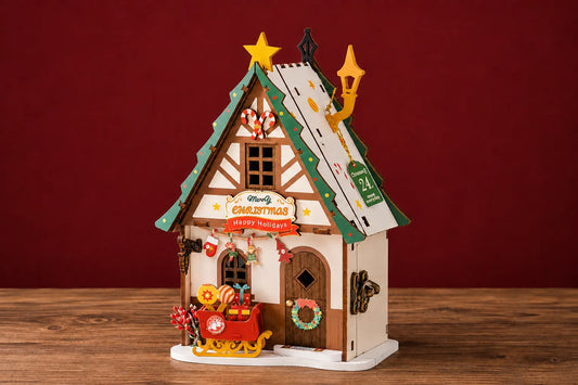 Maquette en bois - Maison à thème, petite maison de Noël