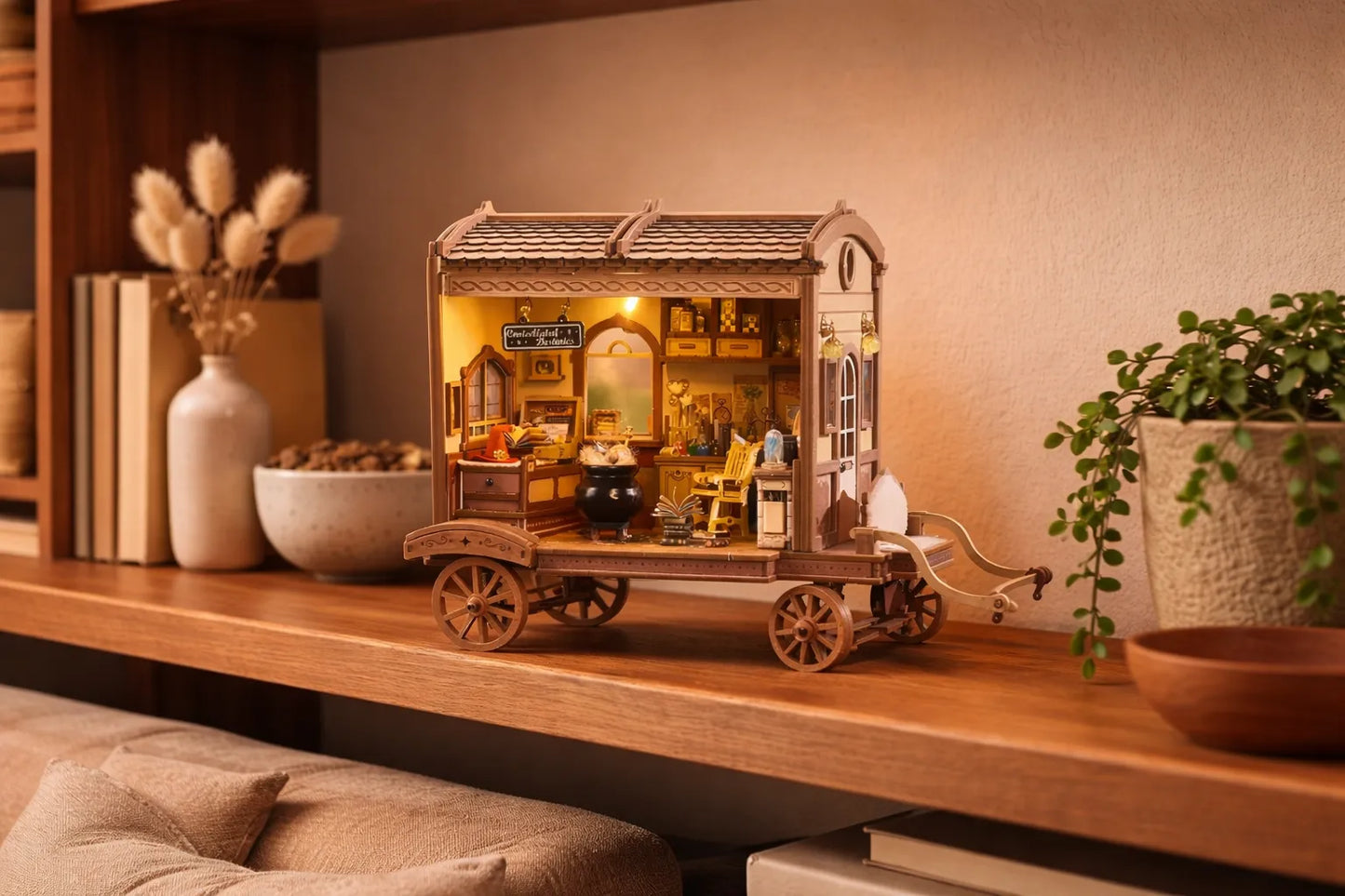 Maquette en bois - Maison à thème, roulotte