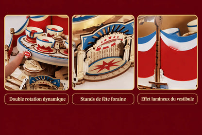 Maquette en bois - Manège des tasses tournantes