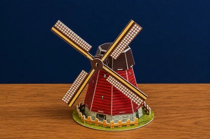 Maquette en bois - Moulin à vent néerlandais coloré