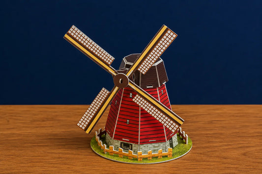 Maquette en bois - Moulin à vent néerlandais coloré