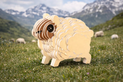 Maquette en bois - Mouton coloré