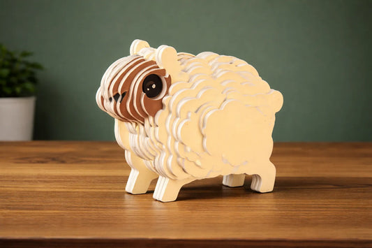 Maquette en bois - Mouton coloré