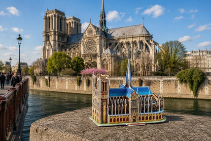 Maquette en bois - Notre Dame de Paris colorée